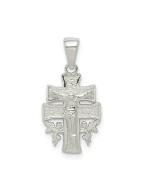 Solid 925 Sterling Silver Vintage Antiqued Cross Pendant Charm 39mm x 16mm